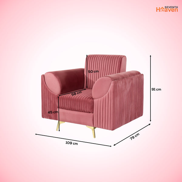 Venice 1 Seater Sofa - ( Plush Suede Fabric- Peach )