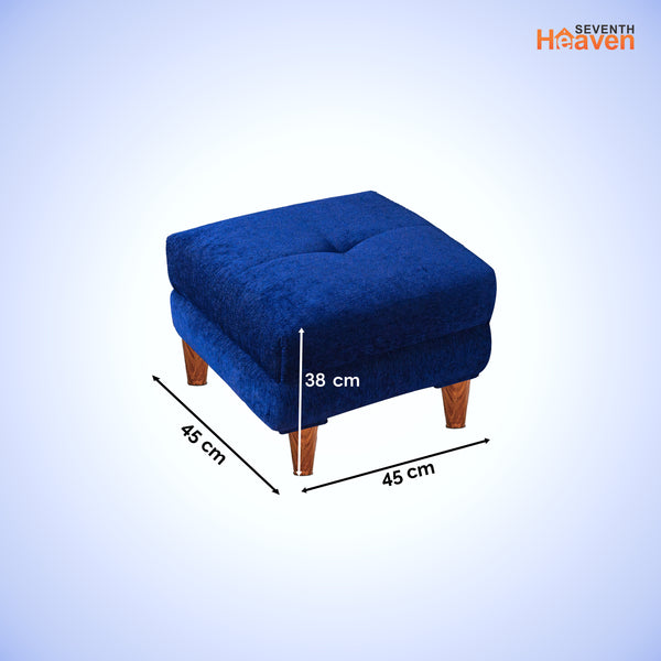 Milan 1 Seater Ottoman Stool - ( Chenille Molfino - Blue )