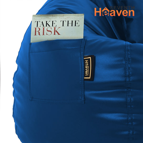 Seventh Heaven 3XL Bean Bag Cover with Footrest & Cushion ( Premium Leatherite - Royal Blue )