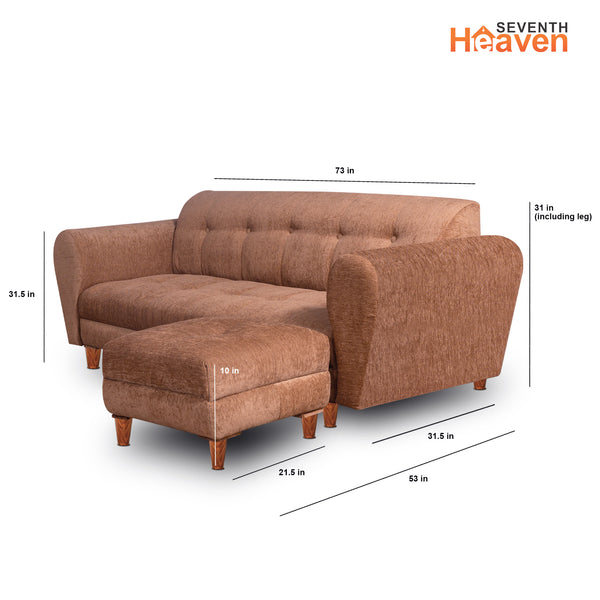 Milan 5 Seater with 2 Ottoman- ( Premium Molfino Fabric- Beige )
