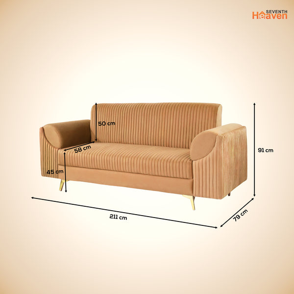 Venice 3 Seater Sofa  - ( Plush Suede Fabric - Beige )