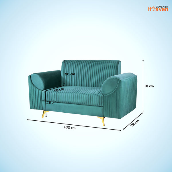 Venice 2 Seater Sofa - ( Plush Suede Fabric - Teal )