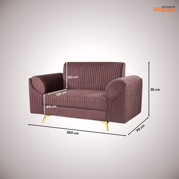 Venice 2 Seater Sofa - ( Plush Suede Fabric - Brown )