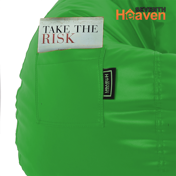 Seventh Heaven 3XL Bean Bag Cover with Footrest & Cushion ( Premium Leatherite - Green )