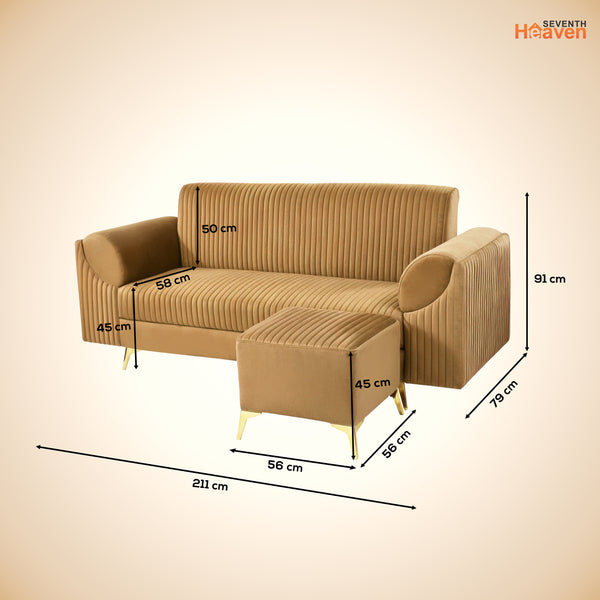 Venice 4 Seater Sofa  - ( Plush Suede Fabric - Beige )