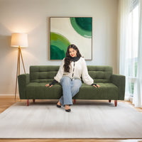 lisbon neo 4 seater 72x36x16 wooden sofa cum bed with armrest double solid wood green