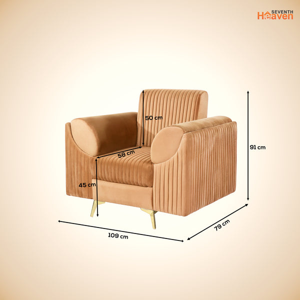 Venice 1 Seater Sofa  - ( Plush Suede Fabric - Beige )