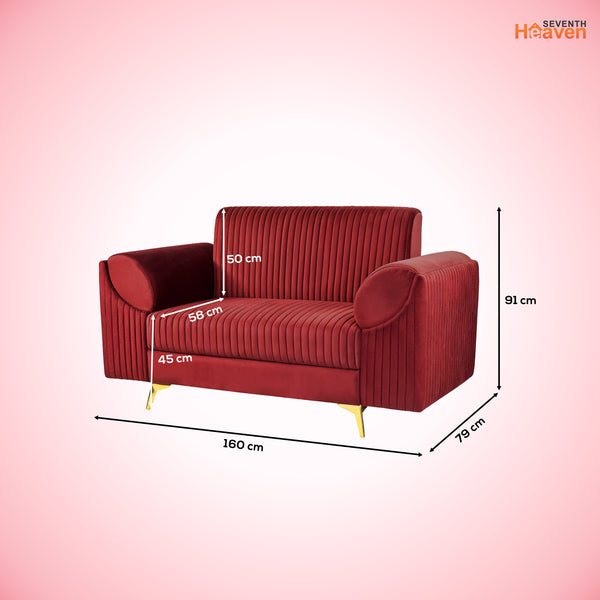 Venice 2 Seater Sofa - ( Plush Suede Fabric - Maroon )