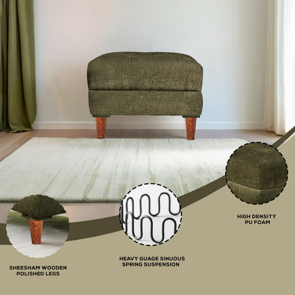 Milan 1 Seater Ottoman Stool - ( Chenille Molfino - Green)