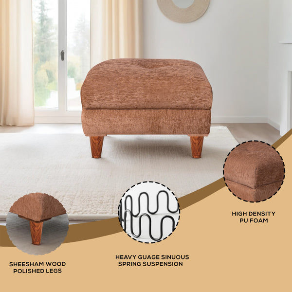 Milan 1 Seater Ottoman Stool - ( Chenille Molfino - Beige )