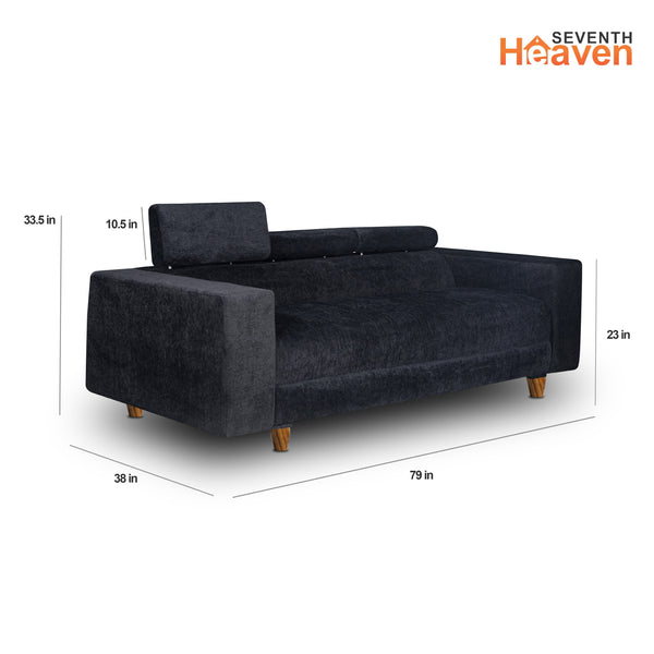 Berlin (3+2) Seater Sofa- ( Premium Molfino Fabric- Black )