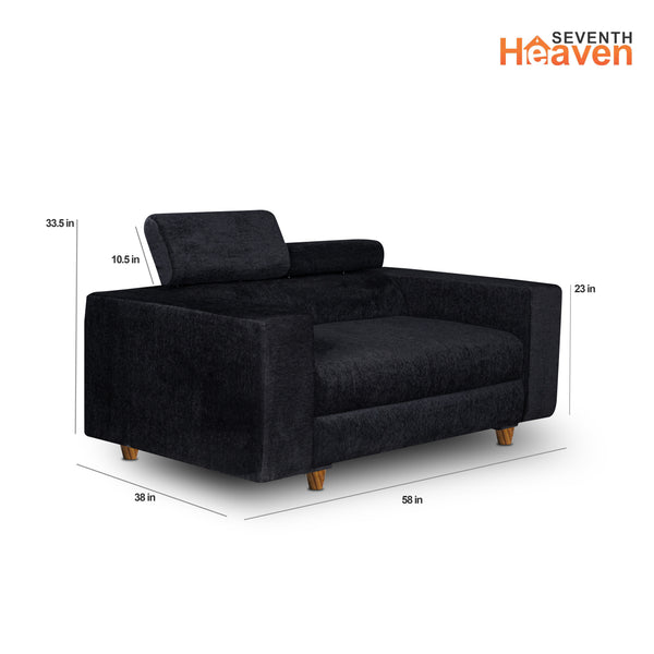 Berlin (3+2) Seater Sofa- ( Premium Molfino Fabric- Black )