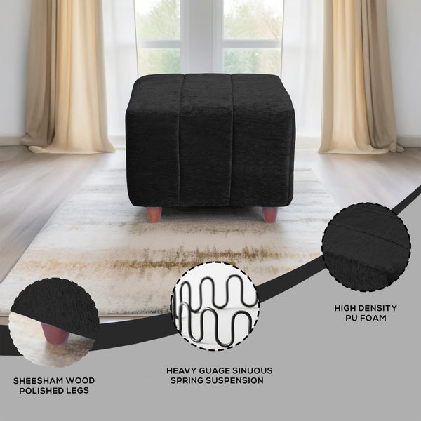 Tokyo 1 Seater Ottoman Stool - ( Chenille Molfino - Black)