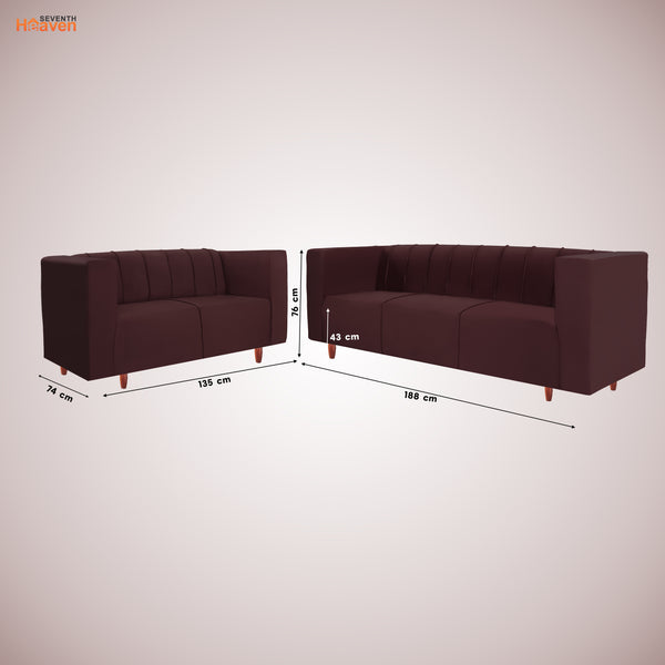 Sydney (3+2) Seater Sofa- ( Plush Suede Fabric- Brown )