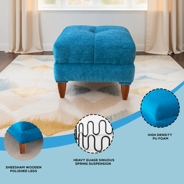 Milan 1 Seater Ottoman Stool - ( Chenille Molfino - Sky Blue )