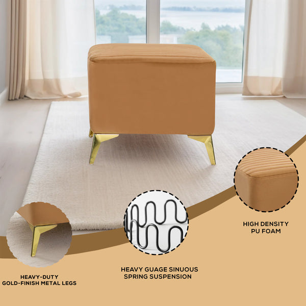 Venice 1 Seater Ottoman Stool - ( Plush Suede Fabric - Beige )