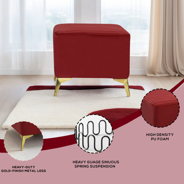 Venice 1 Seater Ottoman Stool - ( Plush Sued - Maroon )
