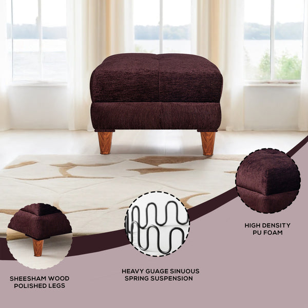 Milan 1 Seater Ottoman Stool - ( Chenille Molfino - Brown )
