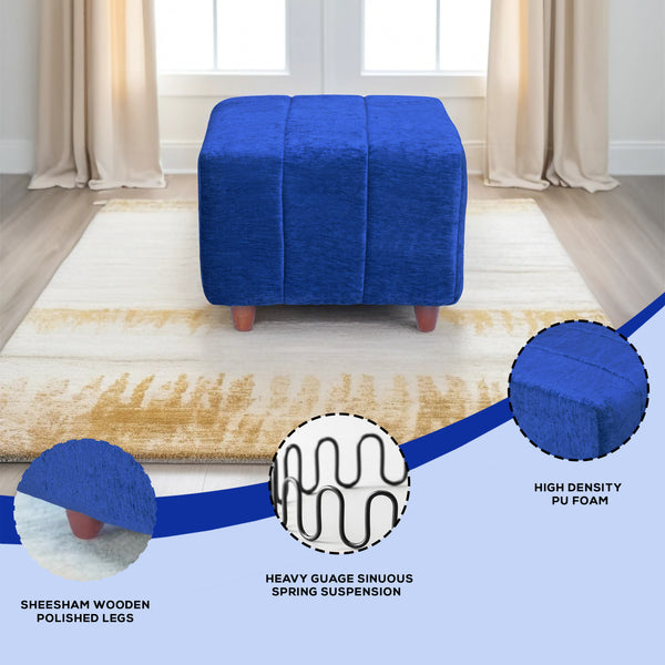 Tokyo 1 Seater Ottoman Stool - ( Chenille Molfino - Blue )