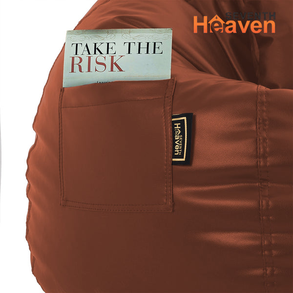 Seventh Heaven 3XL Bean Bag Cover with Footrest & Cushion ( Premium Leatherite - Tan )