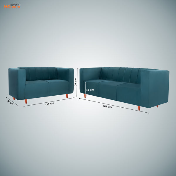 Sydney (3+2) Seater Sofa- ( Plush Suede Fabric- Teal )