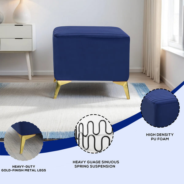 Venice 1 Seater Ottoman Stool - ( Plush Sued - Blue )
