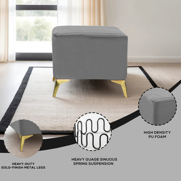 Venice 1 Seater Ottoman Stool - ( Plush Sued - Grey)