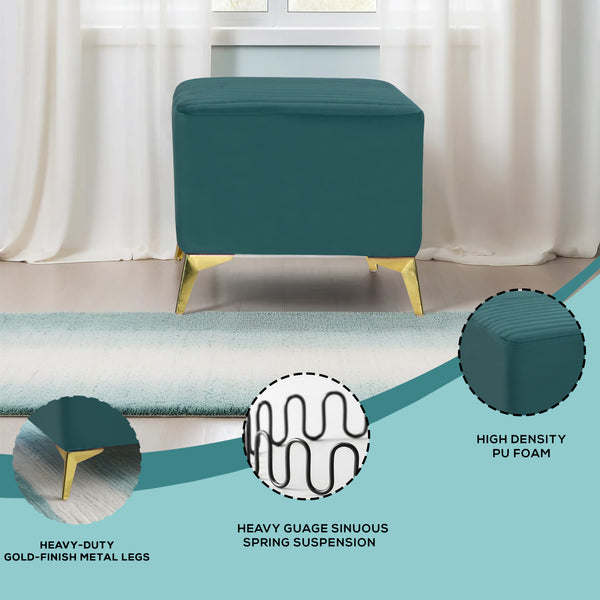 Venice 1 Seater Ottoman Stool - ( Plush Sued - Teal )