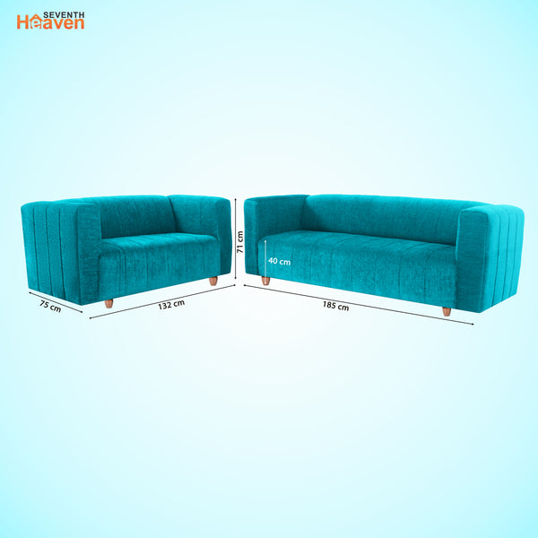 Tokyo 5 Seater Sofa- (3+2) ( Premium Molfino Fabric - Sky Blue)
