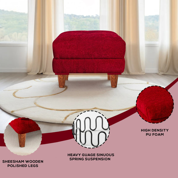 Milan 1 Seater Ottoman Stool - ( Chenille Molfino - Maroon )