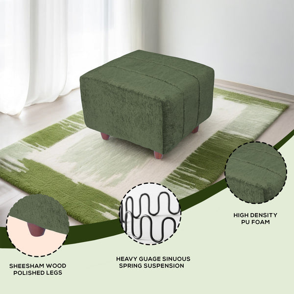Tokyo 1 Seater Ottoman Stool - ( Chenille Molfino - Green )