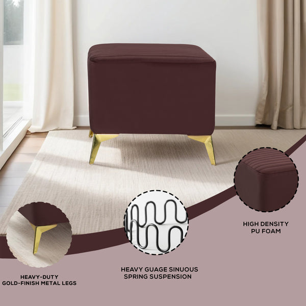 Venice 1 Seater Ottoman Stool - ( Plush Sued - Brown )