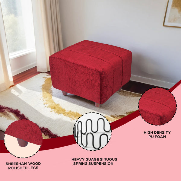 Tokyo 1 Seater Ottoman Stool - ( Chenille Molfino - Maroon )