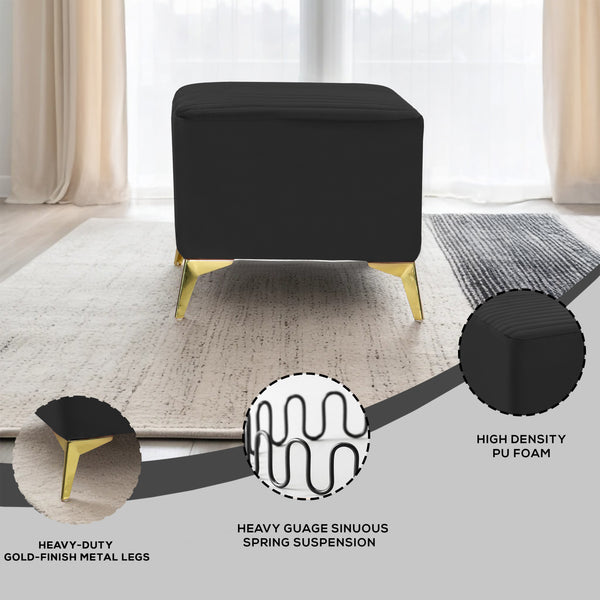 Venice 1 Seater Ottoman Stool - ( Plush Sued - Black )
