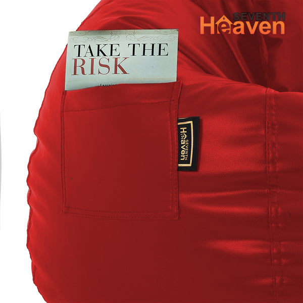 Seventh Heaven 3XL Bean Bag Cover with Footrest & Cushion ( Premium Leatherite - Red )