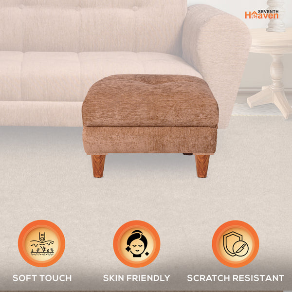 Milan 1 Seater Ottoman Stool - ( Chenille Molfino - Beige )