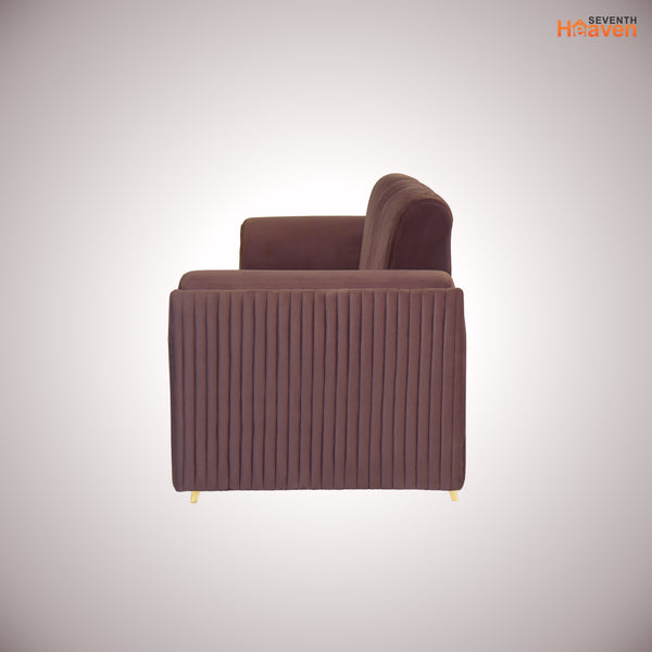 Venice 1 Seater Sofa - ( Plush Suede Fabric - Brown )