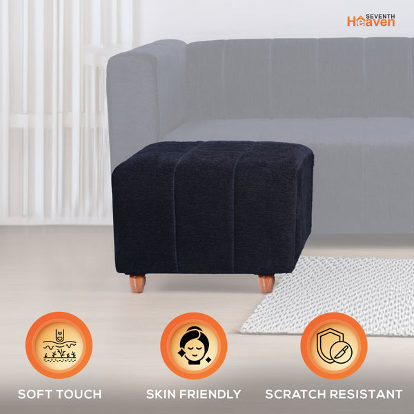 Tokyo 1 Seater Ottoman Stool - ( Chenille Molfino - Black)