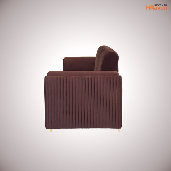 Venice 3 Seater Sofa- ( Plush Suede Fabric- Brown )