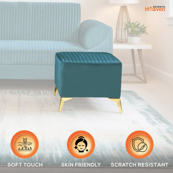 Venice 1 Seater Ottoman Stool - ( Plush Sued - Teal )