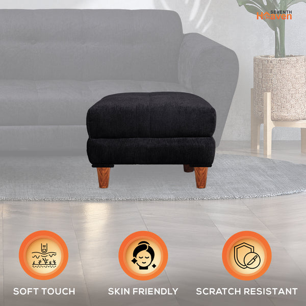 Milan 1 Seater Ottoman Stool - ( Chenille Molfino - Black )