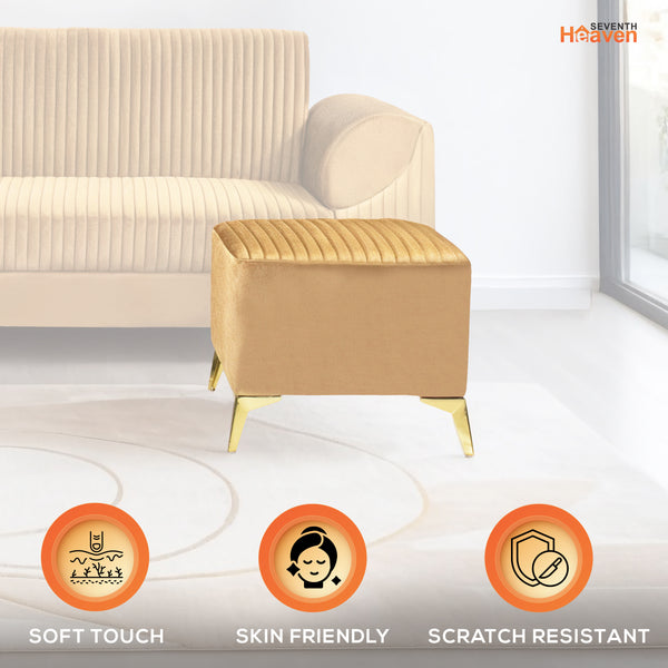 Venice 1 Seater Ottoman Stool - ( Plush Suede Fabric - Beige )