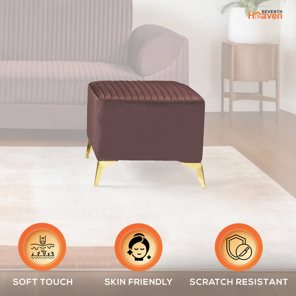 Venice 1 Seater Ottoman Stool - ( Plush Sued - Brown )