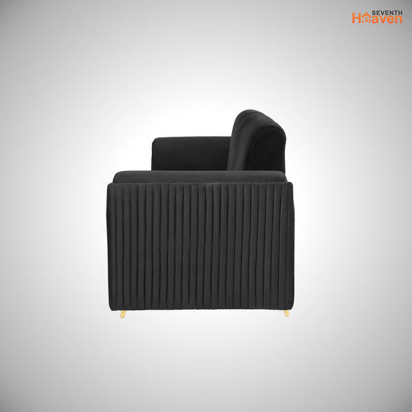 Venice 3 Seater Sofa- ( Plush Suede Fabric- Black )