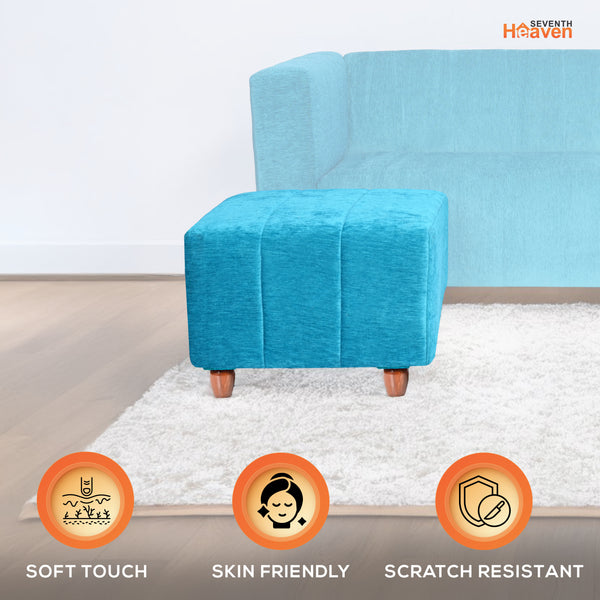 Tokyo 1 Seater Ottoman Stool - ( Chenille Molfino - Sky Blue )