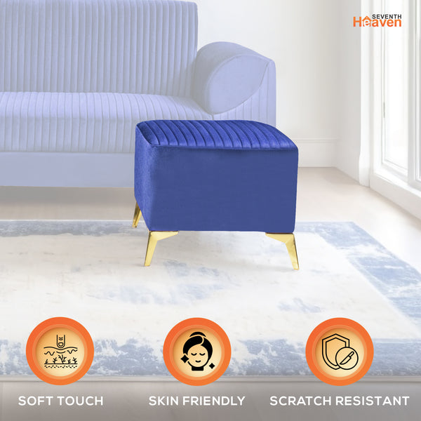 Venice 1 Seater Ottoman Stool - ( Plush Sued - Blue )