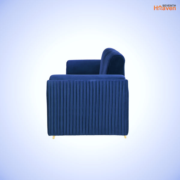 Venice 3 Seater Sofa- ( Plush Suede Fabric- Blue )