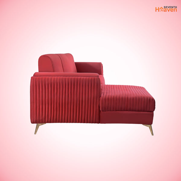 Venice 6 Seater Sofa Left Corner - ( Plush Suede Fabric - Maroon )