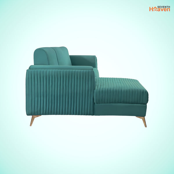 Venice 6 Seater Sofa Right Corner - ( Plush Suede Fabric - Teal )