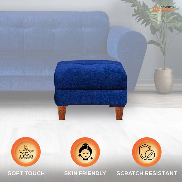 Milan 1 Seater Ottoman Stool - ( Chenille Molfino - Blue )